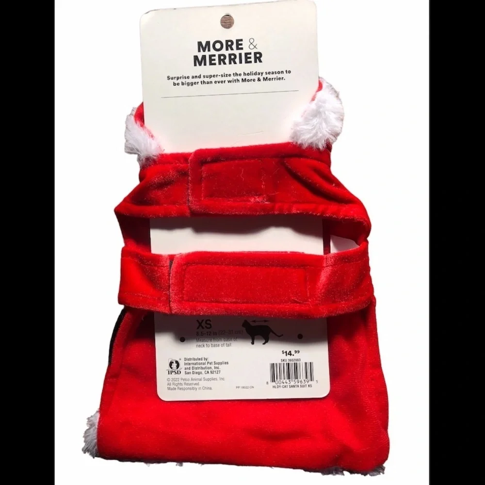 NWT kitten Santa Christmas more Merrier Costume XS